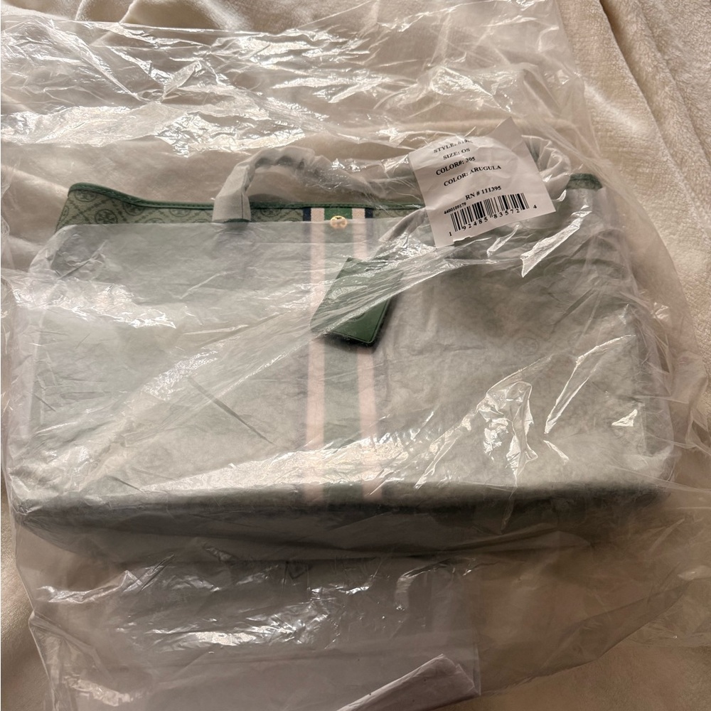 Tory Burch Green and White Tote Bag - original - Picture 4 of 9